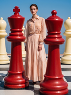 Elegant Peach Floral Midi Set