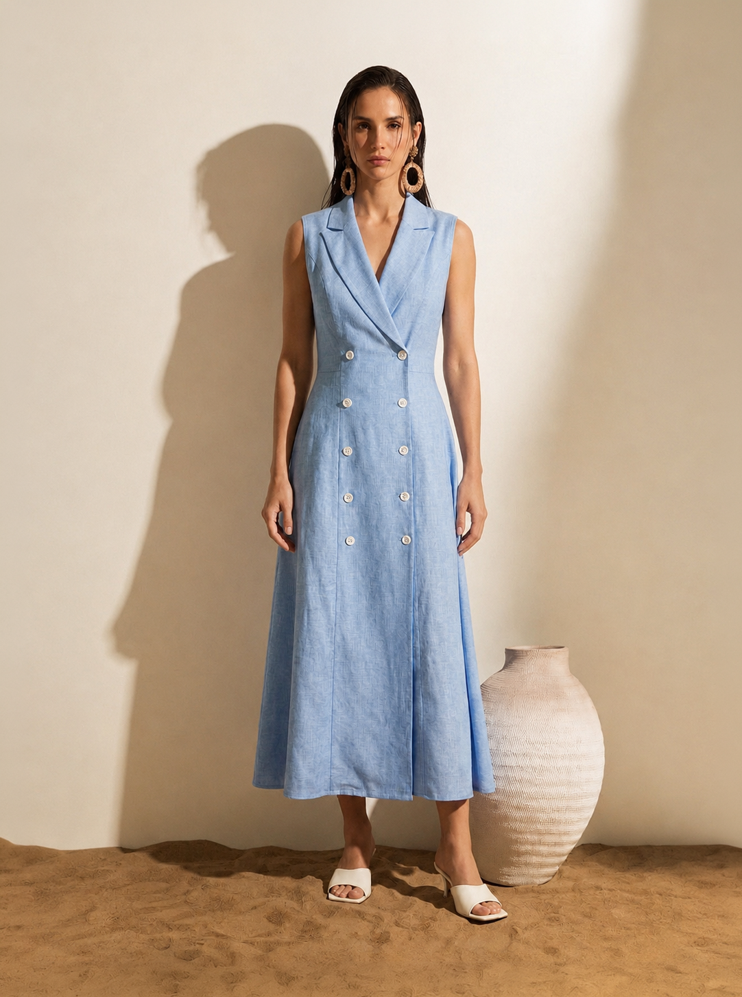 Double-Breasted Blazer Dress – Powder Blue