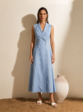 Double-Breasted Blazer Dress – Powder Blue