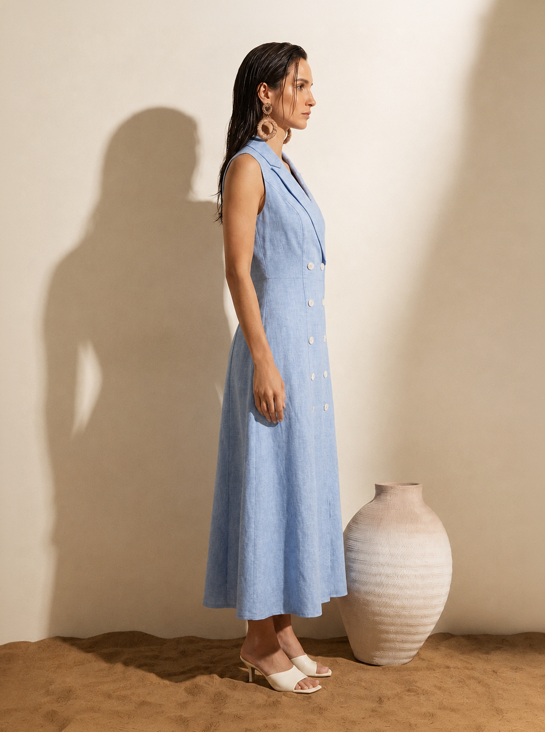 Double-Breasted Blazer Dress – Powder Blue