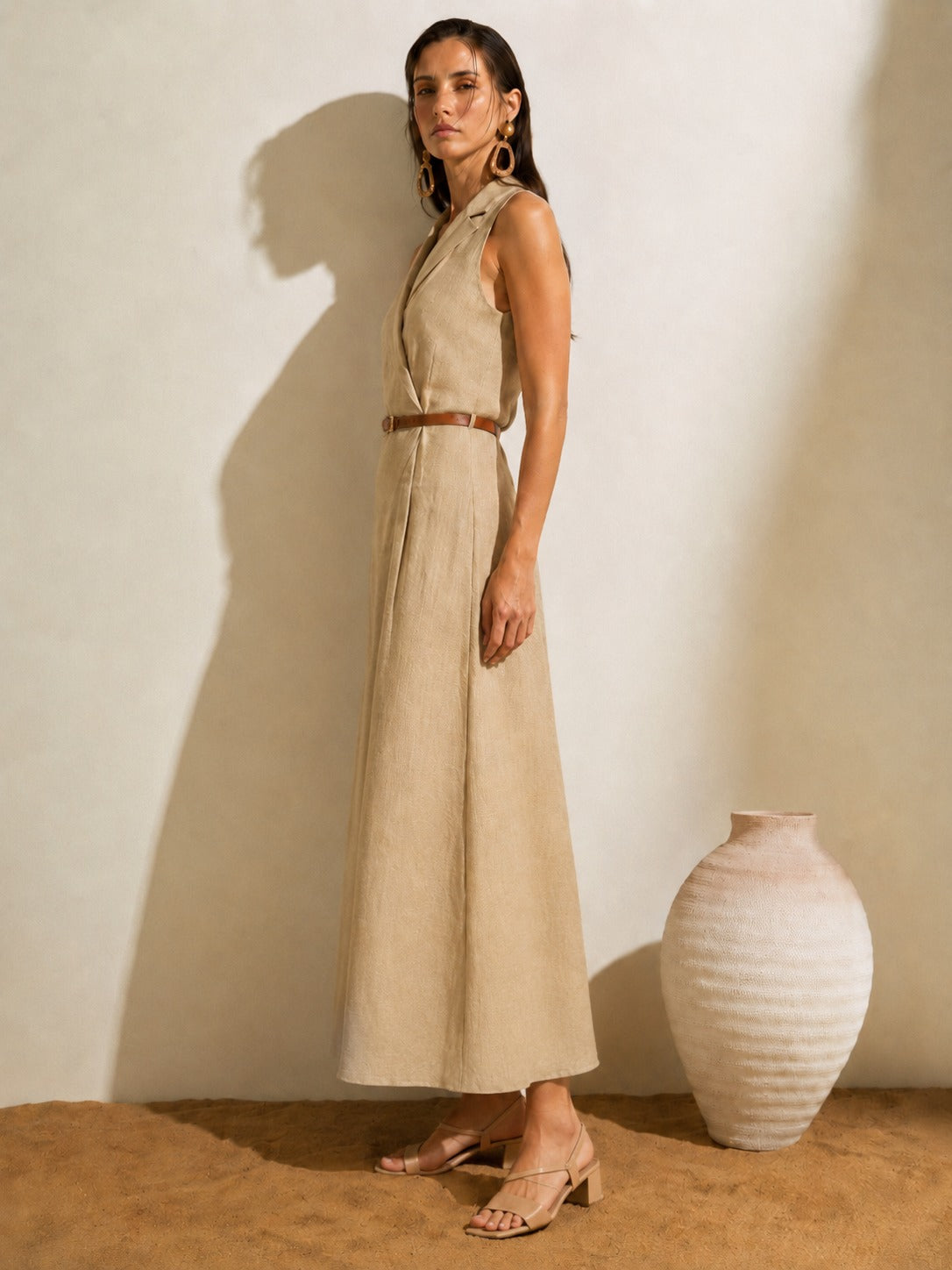 Sahara Grace Linen Wrap Dress – Blush