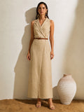 Sahara Grace Linen Wrap Dress – Blush