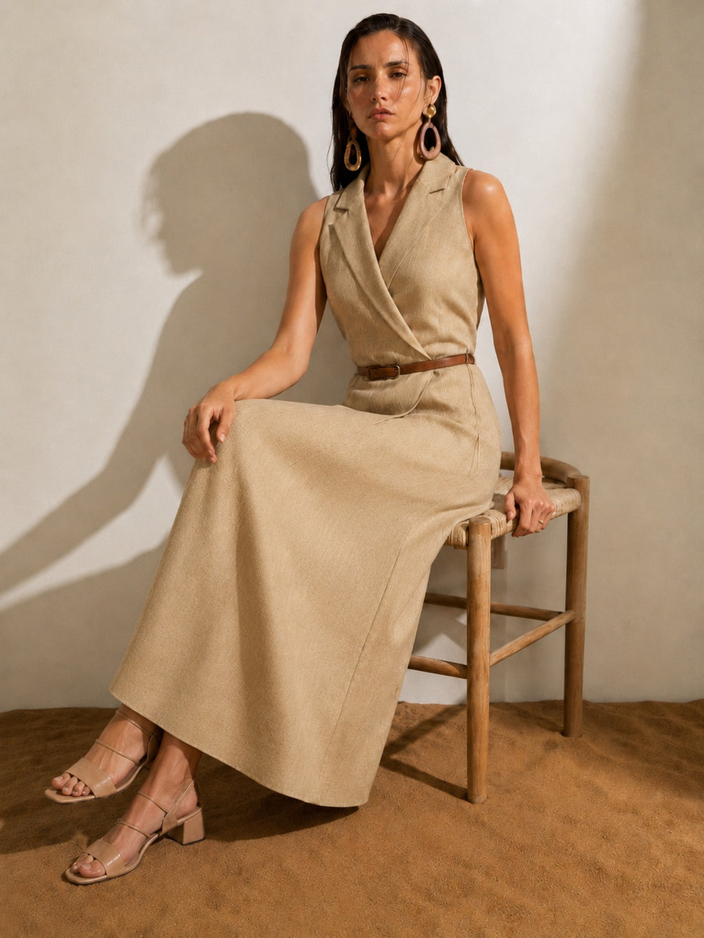 Sahara Grace Linen Wrap Dress – Blush