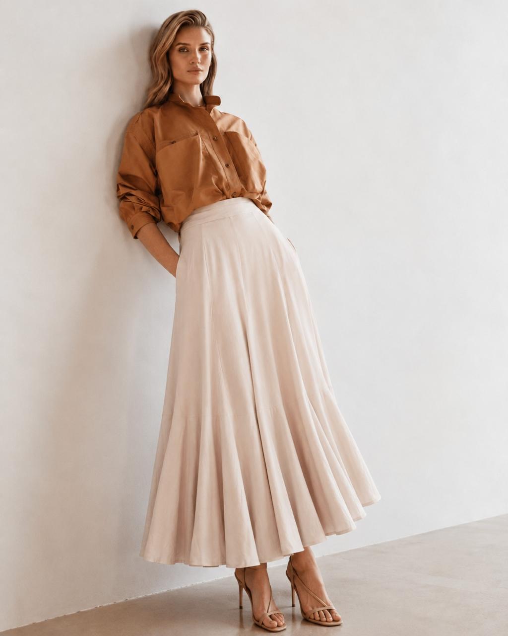 The Seraphine Pure Muslin Maxi Skirt – Rose Gold