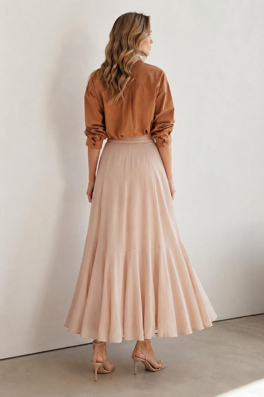 The Seraphine Pure Muslin Maxi Skirt – Rose Gold