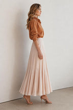 The Seraphine Pure Muslin Maxi Skirt – Rose Gold