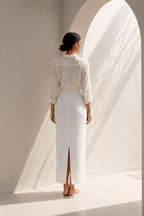 High-Waist Pencil Skirt – Ivory