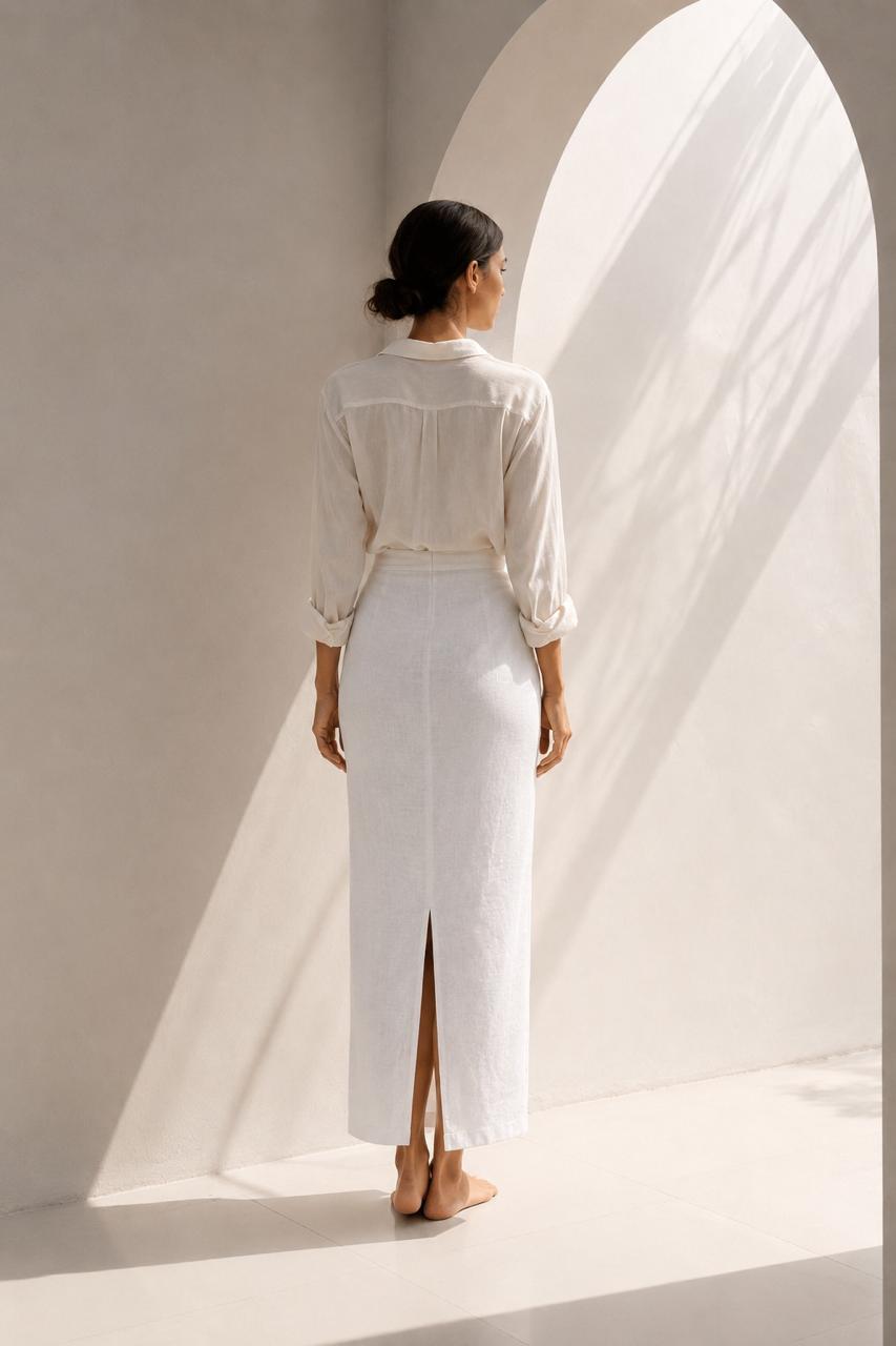 High-Waist Pencil Skirt – Ivory