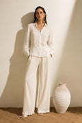 Organza Balloon-Sleeve Shirt – Ivory