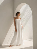 Spaghetti-Strap A-Line Maxi Dress – Ivory