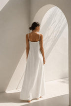 Spaghetti-Strap A-Line Maxi Dress – Ivory