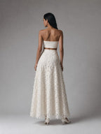 Ivory Floral Cutwork Lace A-Line Maxi Skirt
