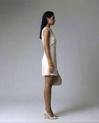 Button-Front Mini Dress – Soft Ivory