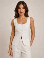 The Riviera Linen Top – Soft Ivory