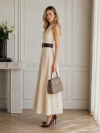 Elaria Linen Midi Dress – Blush