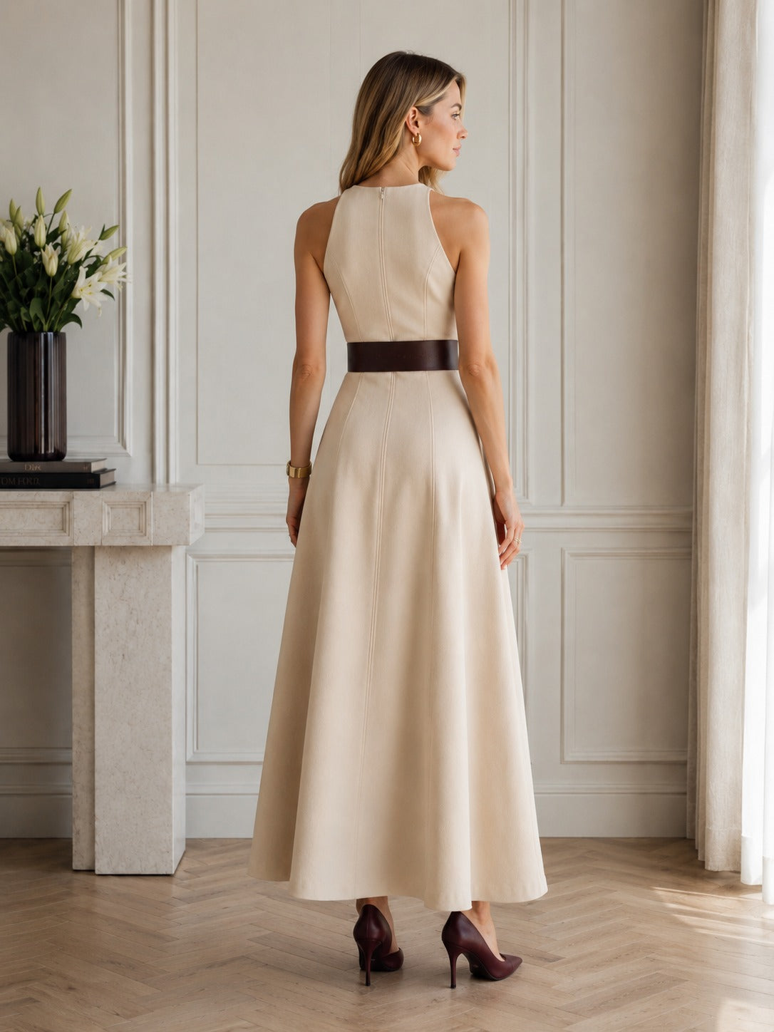 Elaria Linen Midi Dress – Blush