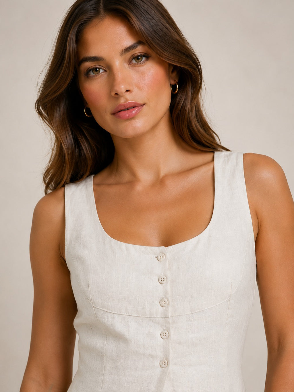 The Riviera Linen Top – Soft Ivory