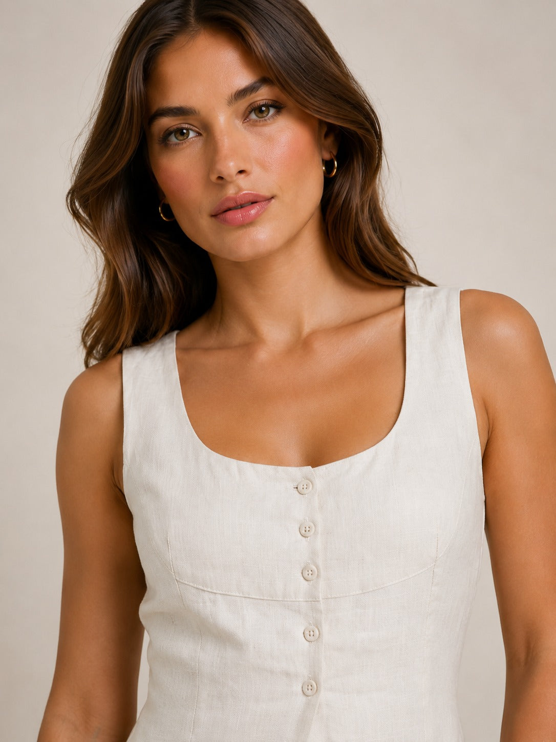 The Riviera Linen Top – Soft Ivory